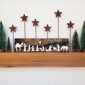 Christmas Nativity Scene Wood Sign Decor O Holy Night Nativity Christmas Decor Modern Farmhouse Decor image 9