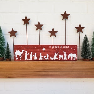 Christmas Nativity Scene Wood Sign Decor O Holy Night Nativity Christmas Decor Modern Farmhouse Decor image 10