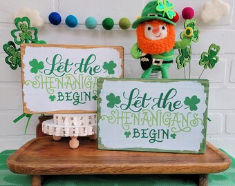 Let the Shenanigans Begin Sign | St. Patrick's Day Sign | Farmhouse St. Paddy's Day Decor