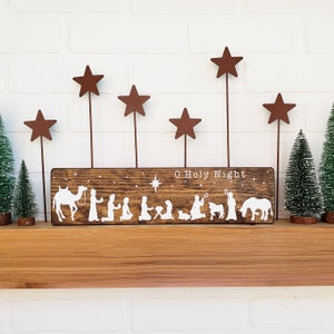 Christmas Nativity Scene Wood Sign Decor O Holy Night Nativity Christmas Decor Modern Farmhouse Decor image 8