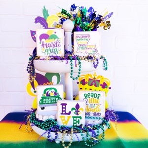 Mardi Gras Mini Signs | Tiered Tray Decor | Mix and Match | Holiday Decor | Mardi Gras Decor | Seasonal Decor