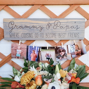 Gift for Grandparents | Where Cousins Go To Become Become Friends | Christmas Personalized Gift | Custom Sign | Picture Display
