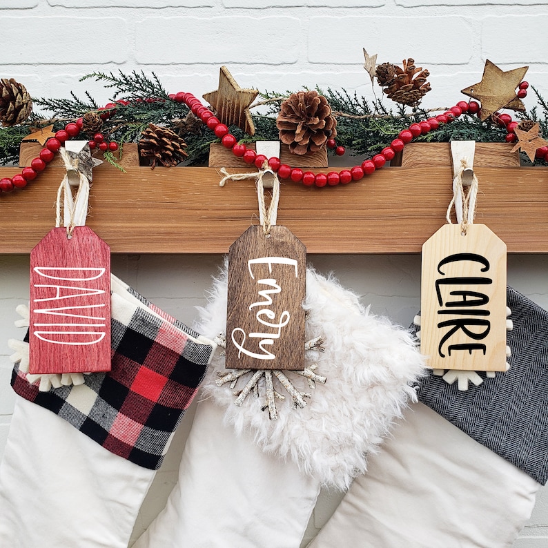 Christmas Stocking Tags Large Personalized Name Tags for Etsy