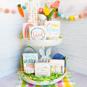 Easter Mini Signs | Tiered Tray Decor | Mix and Match | Holiday Decor | Easter Day Decor | Seasonal Decor