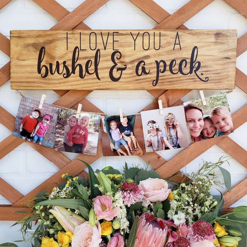 Grandparent Gift Bushel and a Peck Photo Display Board Picture Display Mother/'s Day Personalized Gift