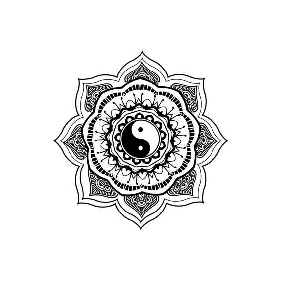 Mandala Lotus Ying Yang Temporary Tattoo | Etsy