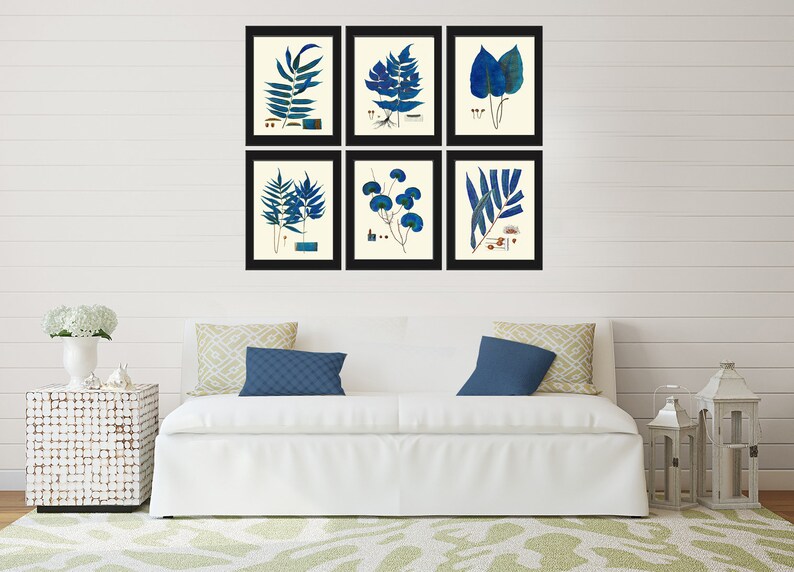 Blue Fern Botanical Wall Art PRINT SET of 6 Prints Beautiful - Etsy