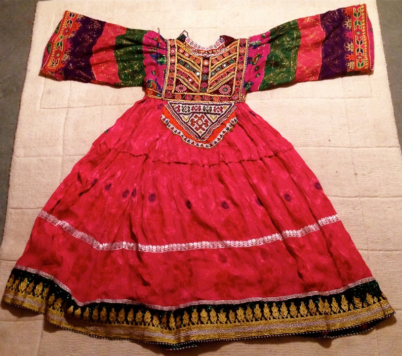 Red & Green Embroidered Afghan Dress Kuchi Tribal Dress Etsy Australia