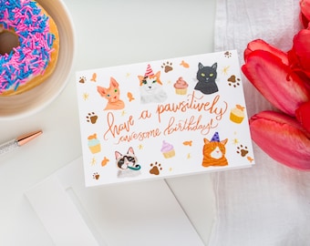 Cat Birthday Card | Cat Mom | Cat Mom Accessories | Happy Birthday | Cat Lady Cards | Cat Mom Gifts | Birthday Card | Kitty Birthday Card