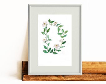 Watercolor Floral Alphabet Print: Personalized Letter Art