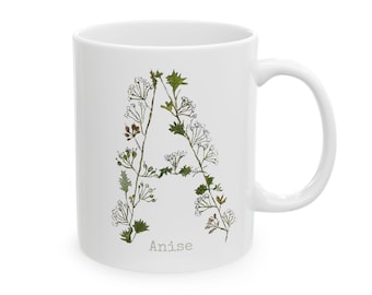 Anise Herb Alpha Ceramic Mug, Personalizable (11oz, 15oz)