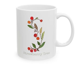 Strawberry Tree Herb Alpha Ceramic Mug, Personalizable (11oz, 15oz)