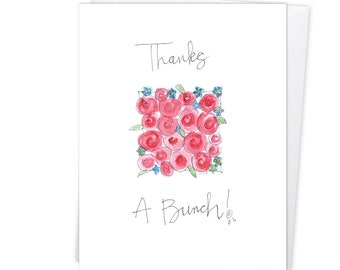 FREE SHIPPING! Packs of 5 or 10 - Thanks a Bunch - Thank You Card - Blank Inside