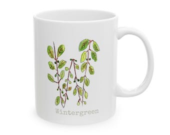 Wintergreen Herb Alpha Ceramic Mug, Personalizable (11oz, 15oz)
