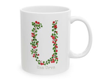 Usa Urva Herb Alpha Ceramic Mug, Personalizable (11oz, 15oz)