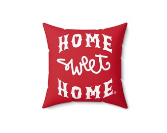 Red Home Sweet Home Throw Pillow, Living Room Decor