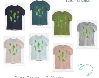 Cactus Tee - Two Sizes - XL and Small - Seven Colors to Choose - Boho T-shirt, Southwestern Shirt, Gardening Shirt