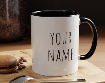 Personalized Accent Colors Mug - Custom Names, Initials or Sayings - 11 or 15 ounce