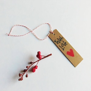 Hand Stenciled Kraft Gift Tags: With Love Heart Design, Set of 30