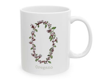 Oregano Herb Alpha Ceramic Mug, Personalizable (11oz, 15oz)