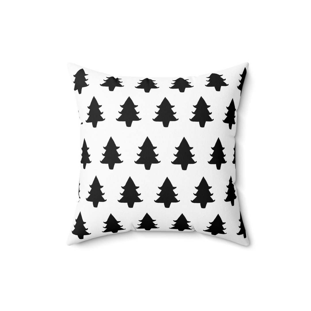 Flared Black & White Christmas Tree Pillow Cover Only Sizes Etsy
