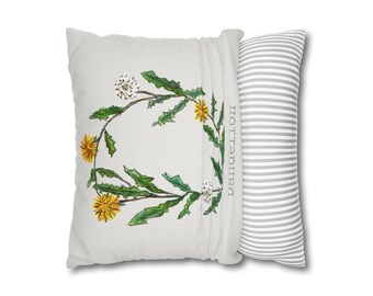 Dandelion Herb Pillow Cover: Spun Polyester Floral Accent Pillow Sham