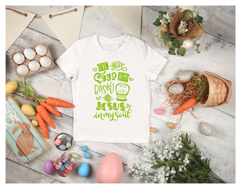Easter Shirt Jesus Boy Easter Shirt Ive Got Eggs In My Basket /& Jesus In My Soul Girl Easter Shirt Multicolored White