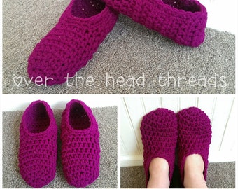 Quick and Comfy Slippers, Pattern Only, Crochet Pattern, adult slipper pattern, soft yarn, cozy, DIY, instant PDF download, slim fit, wide