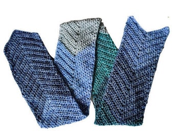arrowheads up scarf, easy, quick, crochet pattern, one skein, lion brand,  mandala yarn, ombre, arrowhead, crochet scarf, scarf pattern, soft