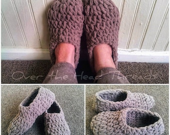 Oh So Plush! House Slippers, blanket yarn, Crochet, slipper pattern, simple, beginner, chunky yarn, soft, cozy, quick, hygge, easy, pdf file