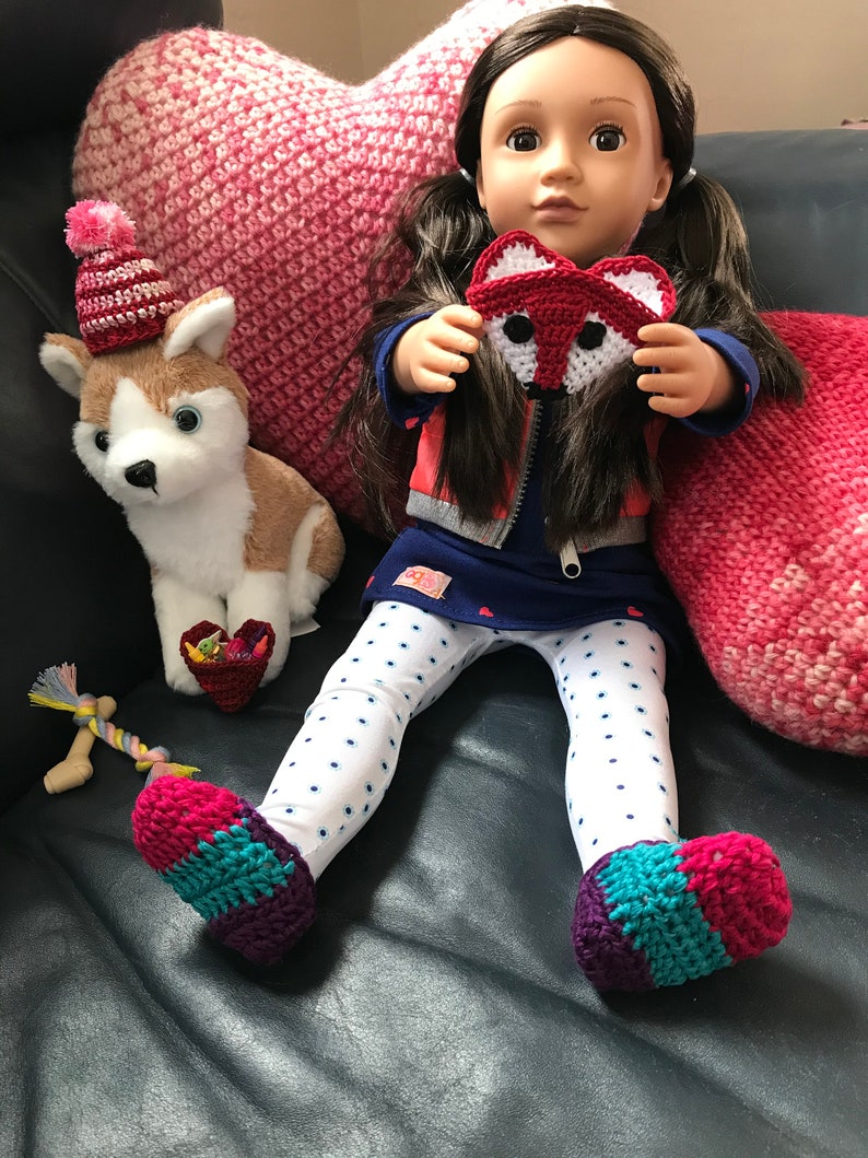 doll shoes doll accessories 18 inch doll clothes Doll Slippers Instant Download pdf Oh So Plush Doll Slippers Crochet Pattern Only
