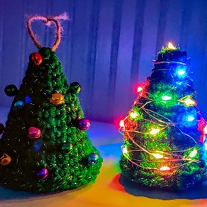 Jingle Trees, Crochet Christmas, Christmas Ornament, Crochet Tree, Crochet Decoration, Christmas Decor, Xmas, Light up tree, jingle bells