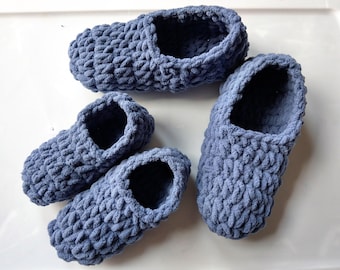 Adult and Child Slipper Pattern Bundle,  Oh So Plush! House Slippers, mommy and me, blanket yarn, toddler slippers, adult slippers, download