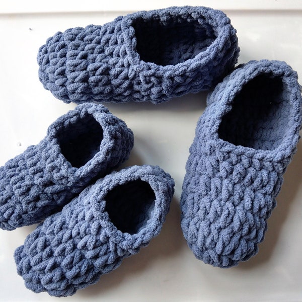 Adult and Child Slipper Pattern Bundle,  Oh So Plush! House Slippers, mommy and me, blanket yarn, toddler slippers, adult slippers, download