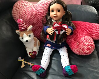 Patrón de pantuflas de crochet para muñecas de 45 cm (patrón PDF)