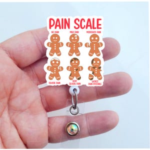 Pain Scale Badge Reel | Gingerbread Man Badge | ER Nurse Badge Reel | Funny Badge Reel | Registered Nurse Badge Reel | Pain Management Badge