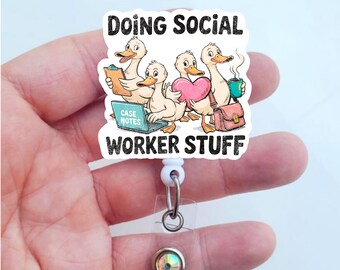 Doing Social Worker Stuff Badge | Social Worker Badge Reel | Social Worker Gift | Badge ID Holder | Uplift, Defend, Transform