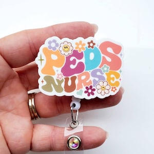 Peds Nurse Badge Reel | Peds Badge Reel | Peds Rainbow Badge Reel | Peds Carabiner | pediatric nurse retractable badge reel Alligator clip