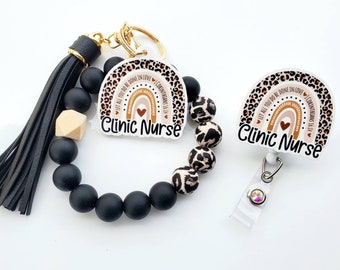 Clinic Nurse Gift Set | Clinic Nurse Badge Reel and Wristlet  | Clinic Nurse Badge Reel | Clinic Nurse Wristlet | Gifts for Clinic Nurse