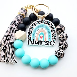 Nurse Wristlet | Nurse Keychain | Silicone Bead Wristlet | Nurse Gift | Nurse Accessories