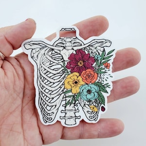 Floral Rib Cage Badge Buddy | X-Ray Badge Buddy | Radiology Badge Buddy | Marker Parker