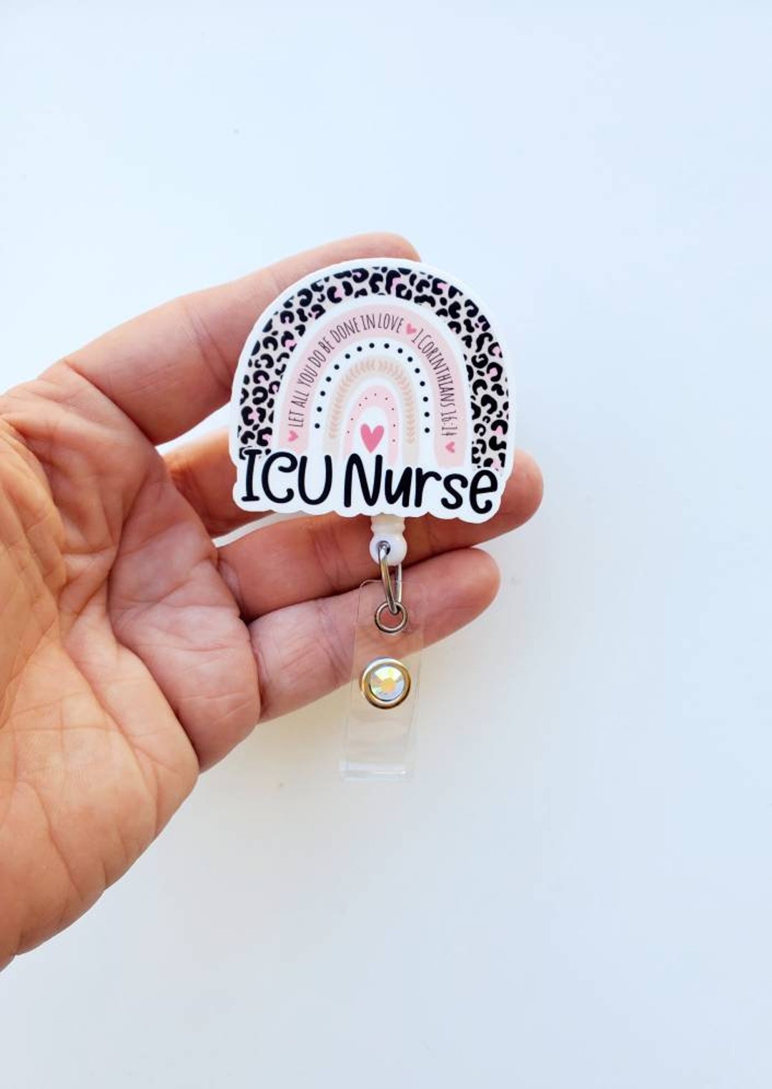 ICU Nurse Badge Reel Icu Rainbow Badge Icu Nurse Carabiner Nurse