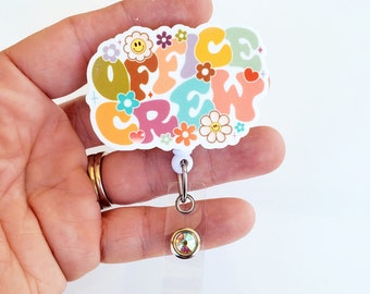 Office Crew Badge Reel | Admin Badge Reel | Retractable Office Staff  Badge Reel | Office Crew Lanyard