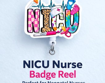 NICU Nurse Badge Reel, Rainbow Neonatal Nurse ID Holder, Cute RN Badge Reel, Nicu Gift for Nurse
