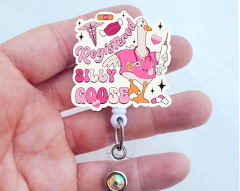 Registered Silly Goose Badge Reel | Funny Badge Reel | Badge ID Holder | Registered Nurse Badge Reel | Badge Pull | Alligator Badge