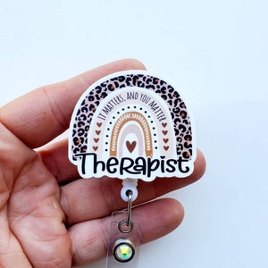 Therapist Badge Reel  | Therapist Rainbow Badge Reel | Therapist Carabiner | Badge Reel