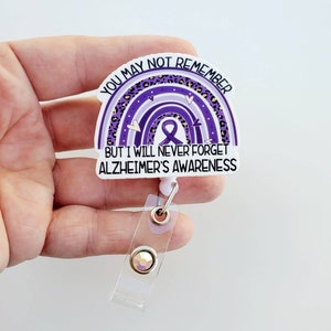 Alzheimers Awareness Badge | Alzheimers Awareness Rainbow | Badge ID Holder | Acrylic Alzheimer&#39;s Badge | Memory Care Nurse | Memory Care