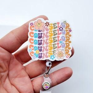 Counselor Badge Reel | Counselor Badge ID Holder | Retractable Counselor  Rainbow Badge Reel | Cute Counselor Badge Reel