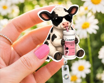 Radiology Cow Badge Reel | E-Z Paque Badge Reel | X-Ray Tech Badge Holder | Barium Swallow Badge Reel | Funny Medical Badge Reel