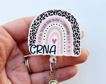 CRNA Badge | Certified Registered Nurse Anesthetist Badge Reel  | CRNA Badge Reel | Retractable CRNA Rainbow Badge Reel
